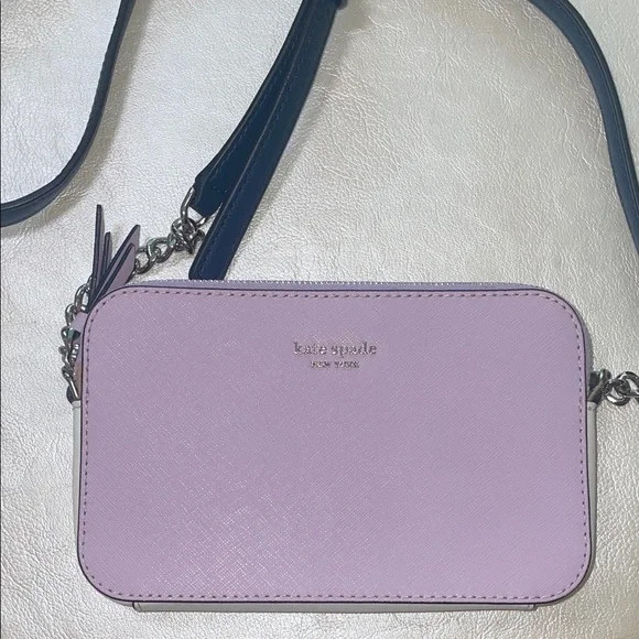 Kate Spade NY Leather Camron Double Zip Small Crossbody Bag in Lavender Mist - Picture 7 of 14